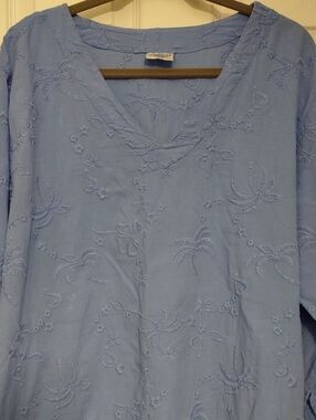 COTTONSEED Casual Wear Blue Embroidered Tunic Blouse XXL 100% Cotton
